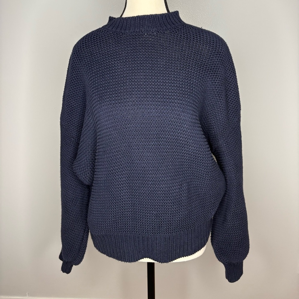 Alex Mill Blue Button Back Cotton Knit Sweater